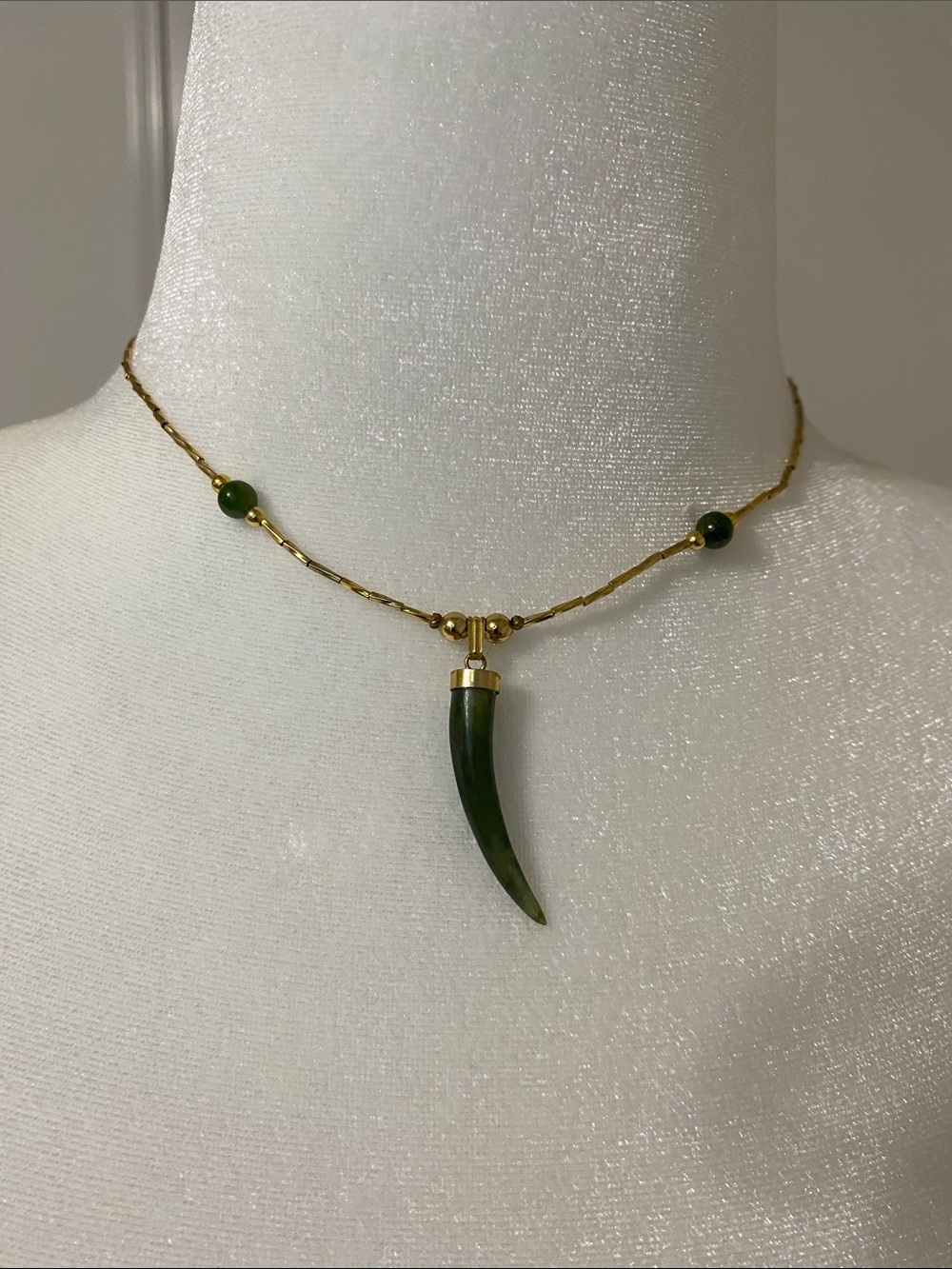 Vintage Jade Horn Necklace